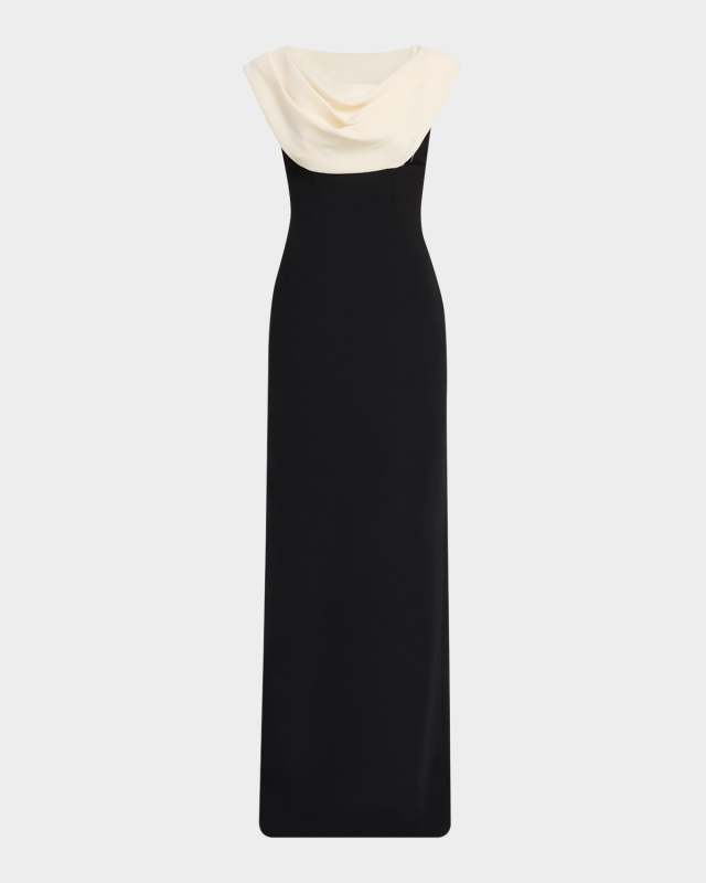 Cowl-Neck Sleeveless Column Gown